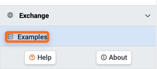 Exchange menu with Examples selected, at the bottom of the Navigation pane