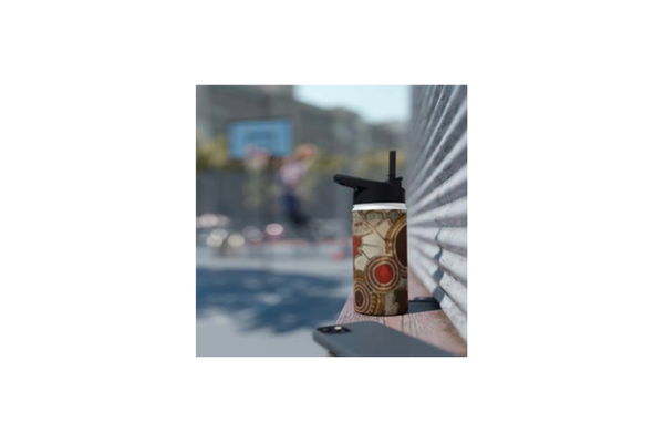 Artistic Stainless Steel Water Bottle | Abstract Earth Tones Travel Flask - Image 4
