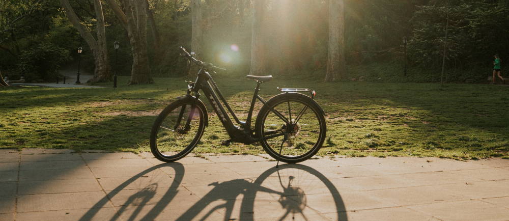 Trek Allant+ electric bike in grassy park
