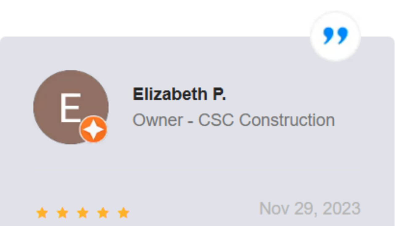 Testimonial from Elizabeth from CSC Construction Testimonial from Elizabeth from CSC Construction