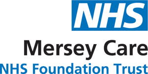The logo displays the NHS emblem in blue and white above the words Mersey Care in black and NHS Foundation Trust in blue.