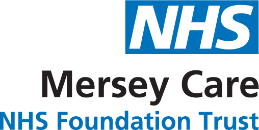The logo displays the NHS emblem in blue and white above the words Mersey Care in black and NHS Foundation Trust in blue.