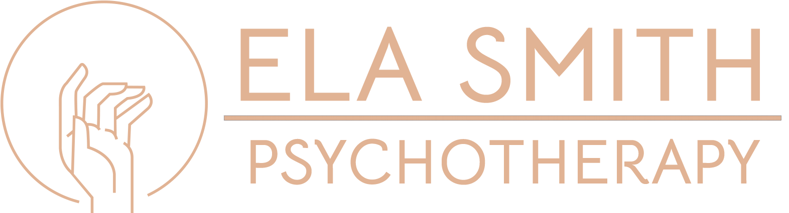 Ela Therapy logo in pale pink colour.