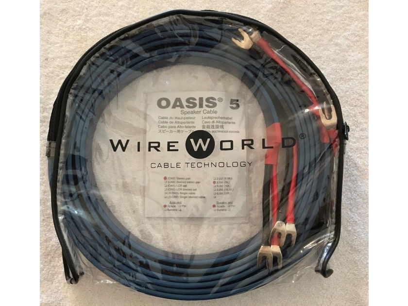 Wireworld oasis 5  Speaker Cable Pair 2.5M Long  Spade Ends Stereo Pair New