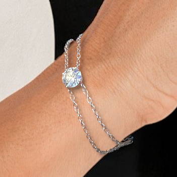Solitaire diamond twin chain bracelet - Pobjoy Diamonds online
