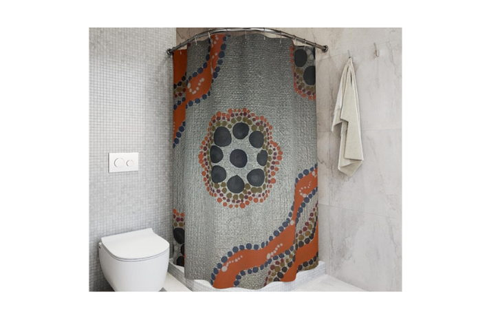Polyester Shower Curtain with Orange & Gray Dots Design love of Art - Image 3