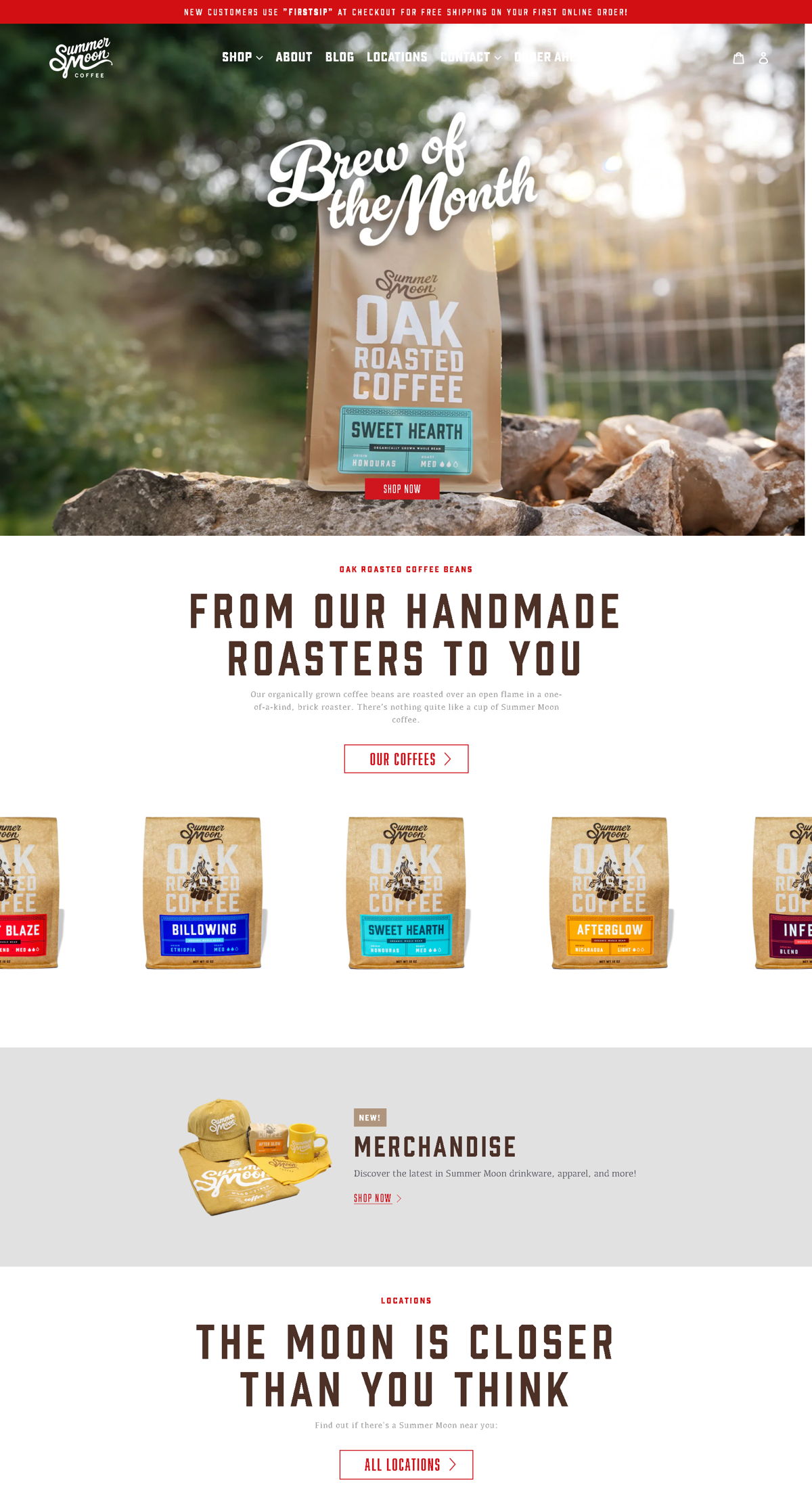 Screenshot of Summer Moon Coffee, from the homepage examples collection.