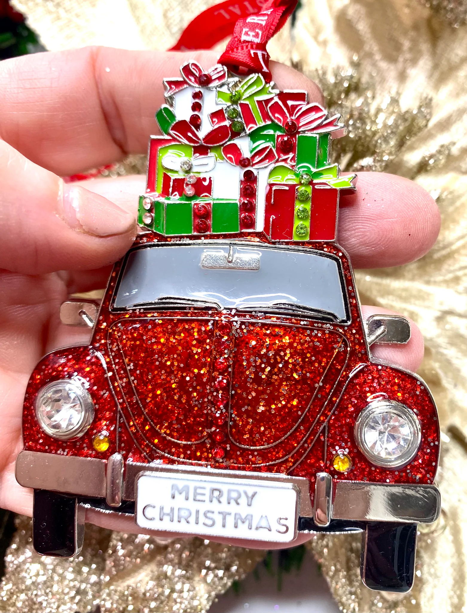Tipperary Crystal Car with Presents Hanging Ornament - Image 2