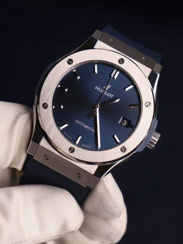 Hublot Classic Fusion Titanium Blue Dial Rubber Strap