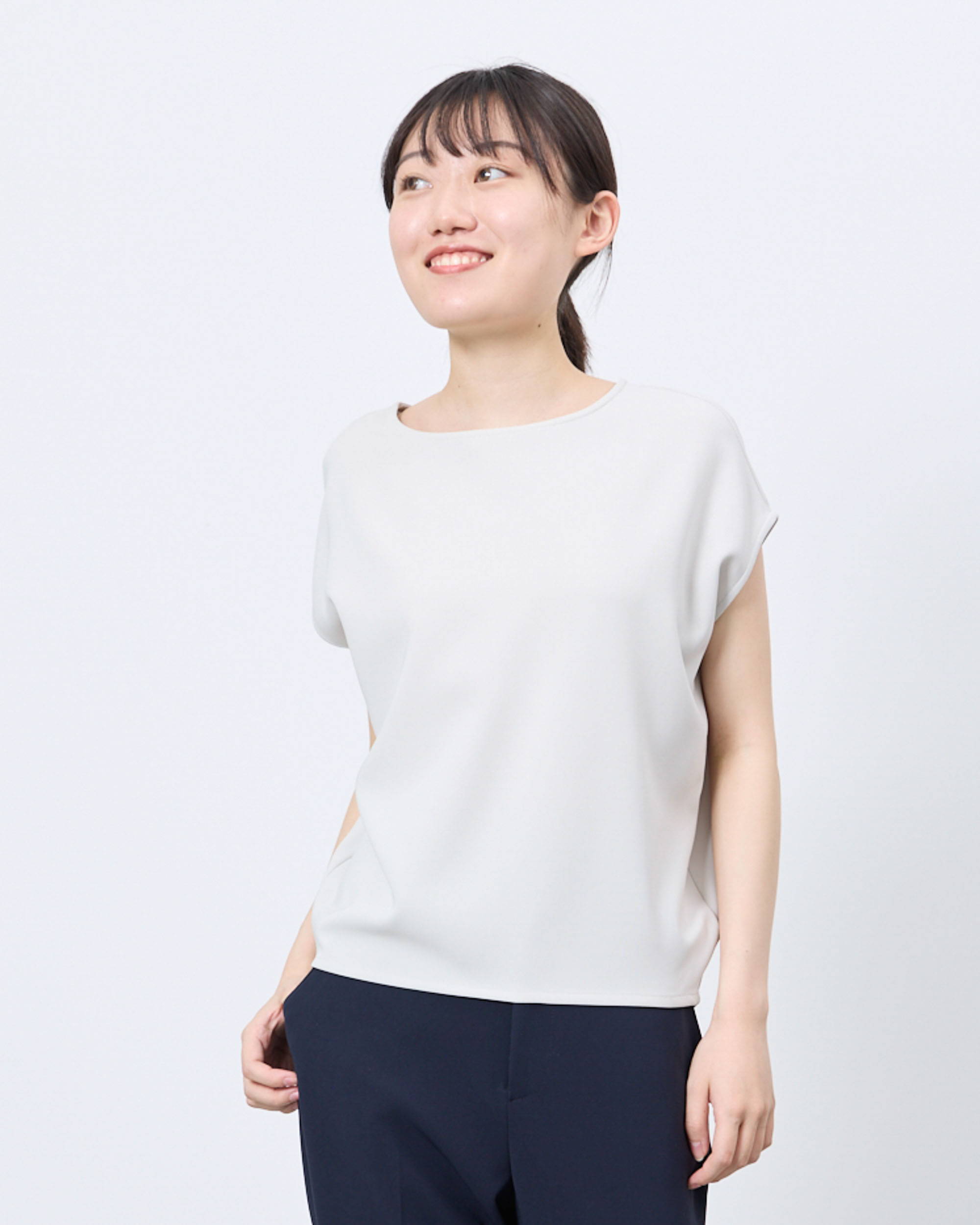 アンソフィー UN-SOPHIE チュール切替ストレッチカットソー UV210301 ブラック サイズ：フリーサイズ un-sophie