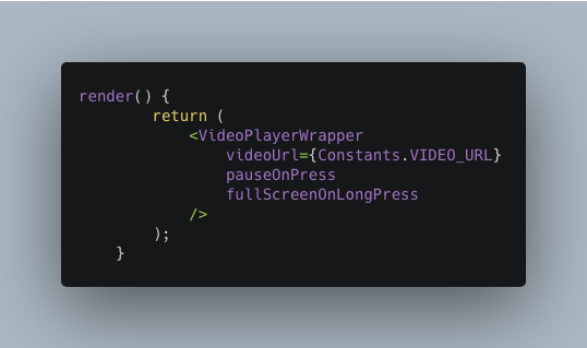 Calling the reusable component VideoPlayerWrapper