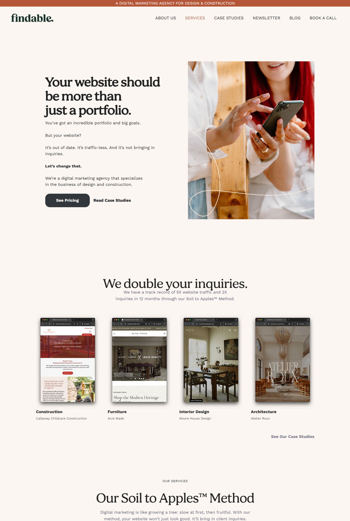 Screenshot of Findable , from the service page design examples collection.