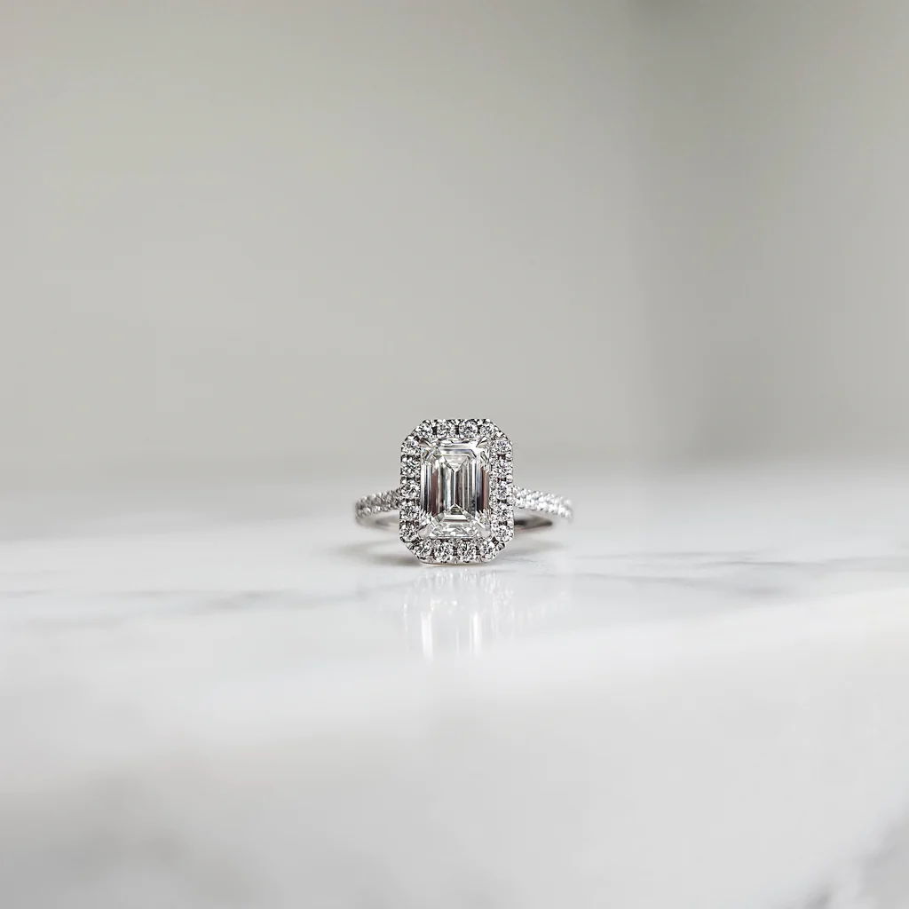 Emerald Cut Halo Engagement Ring - 2.14ct - Image 2