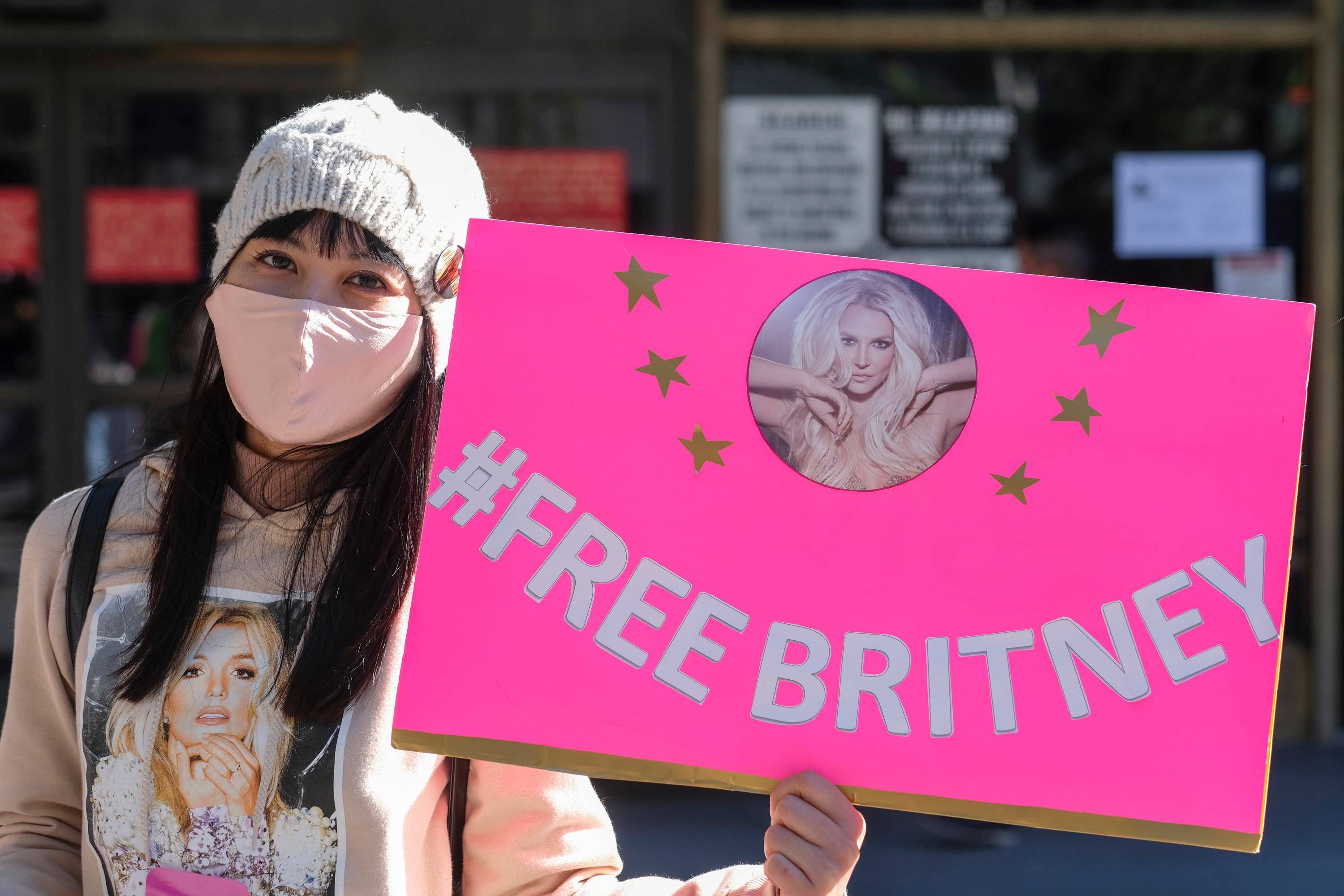 Fan holding #FreeBritney placade