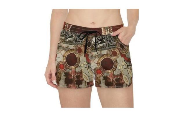 Abstract Earth Tones Mosaic women's shorts | all-over print - Image 4