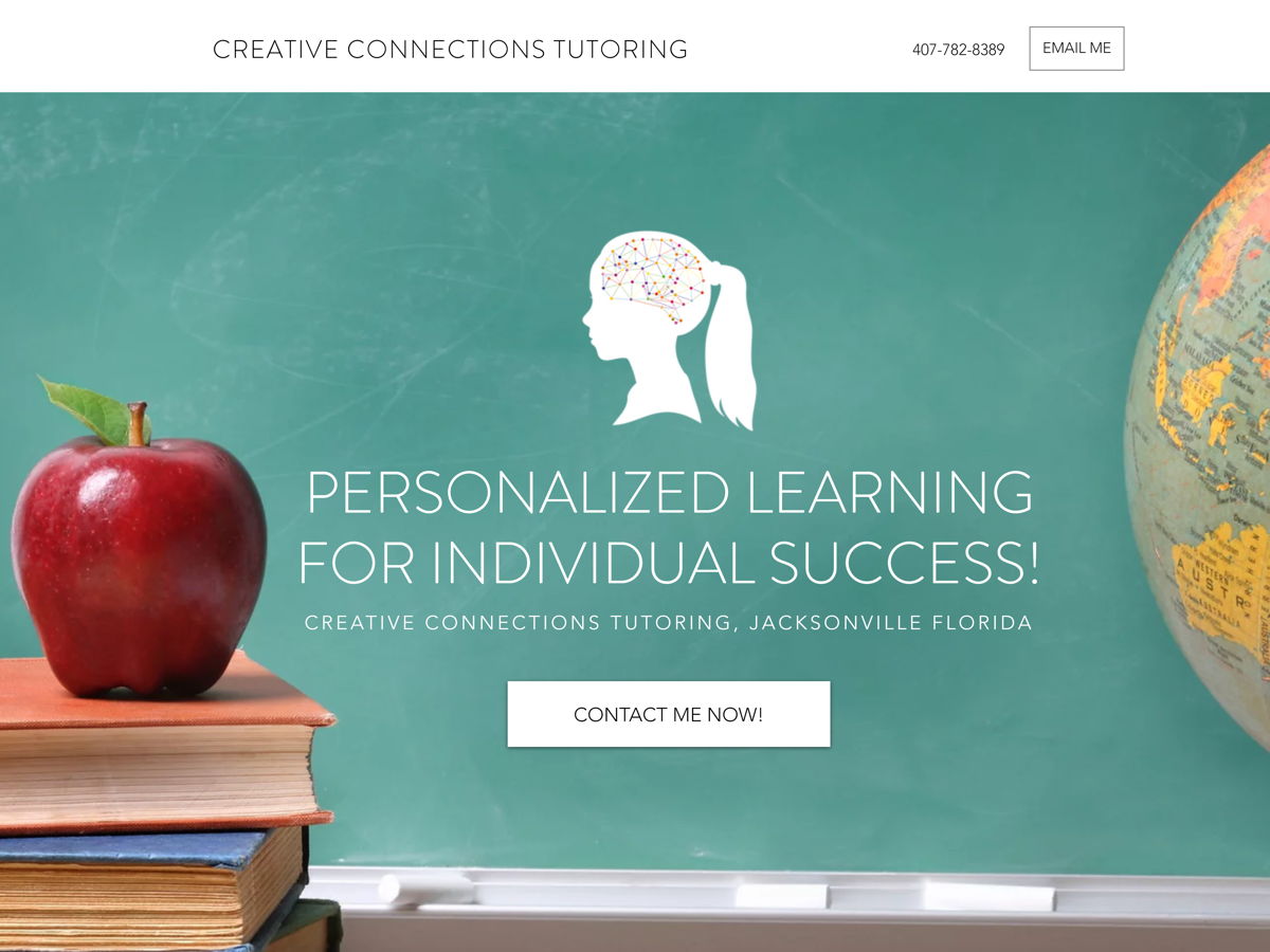 Screenshot of Creative Connections Tutoring, from the teacher & educator websites collection.