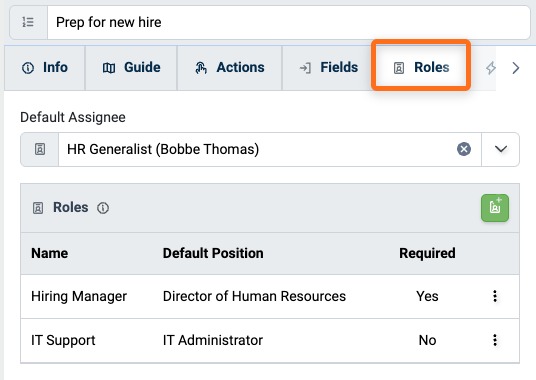Default Assignee field on the Procedure Roles tab