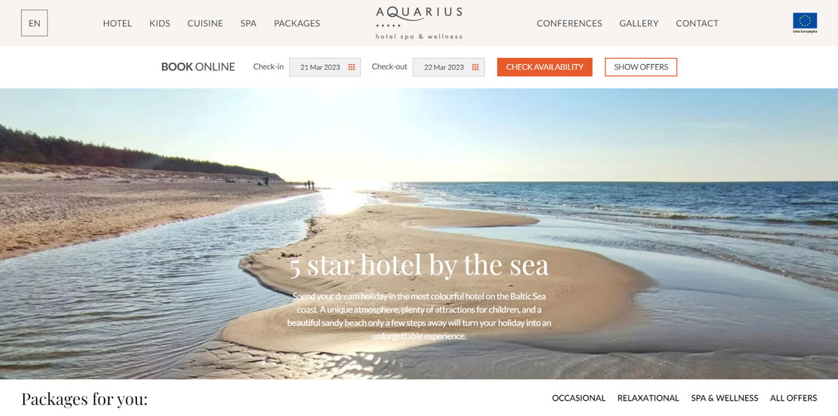 Screenshot of Hotel Aquarius Spa, from the hotel websites collection.