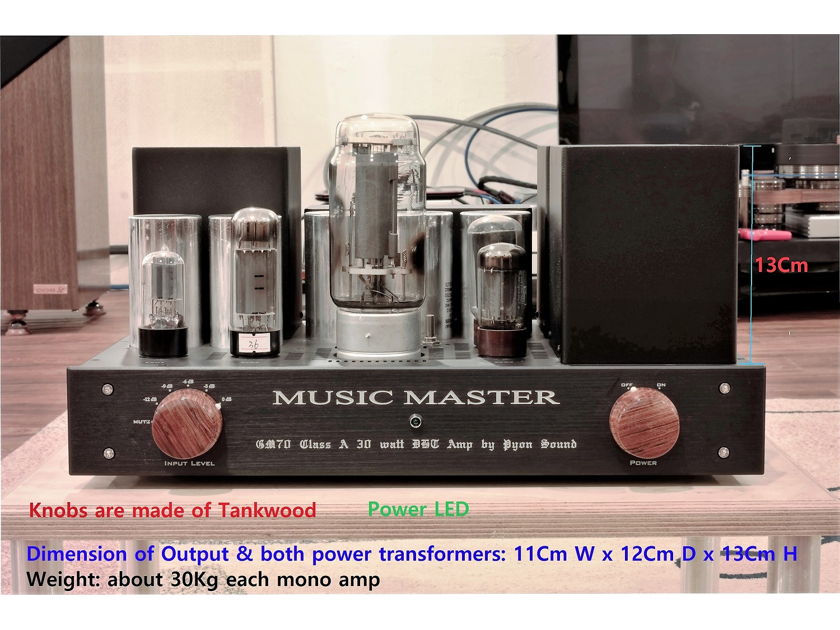 Pyon Sound GM70 Music Master Mono Amp 30-watt SE Triode Amp, build cost $8000