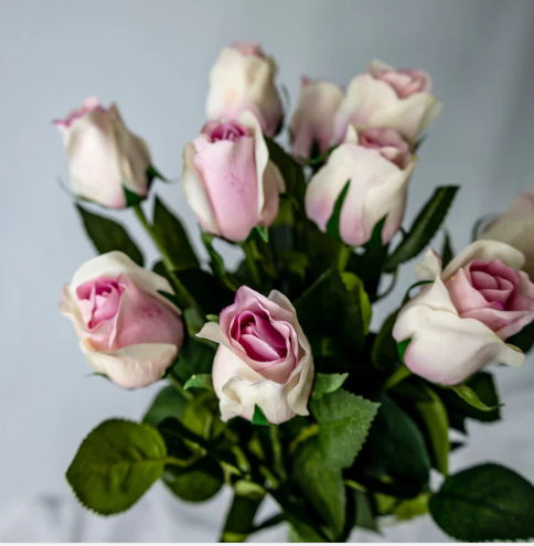 Pink Ice Real Touch Open Bud Rose - Realistic Artificial Flowers