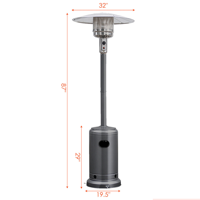 Outdoor Patio Heater Propane Gas Stainless Steel, 48000BTU 9Ft Space Standing Patio Heater Outdoor with Wheels