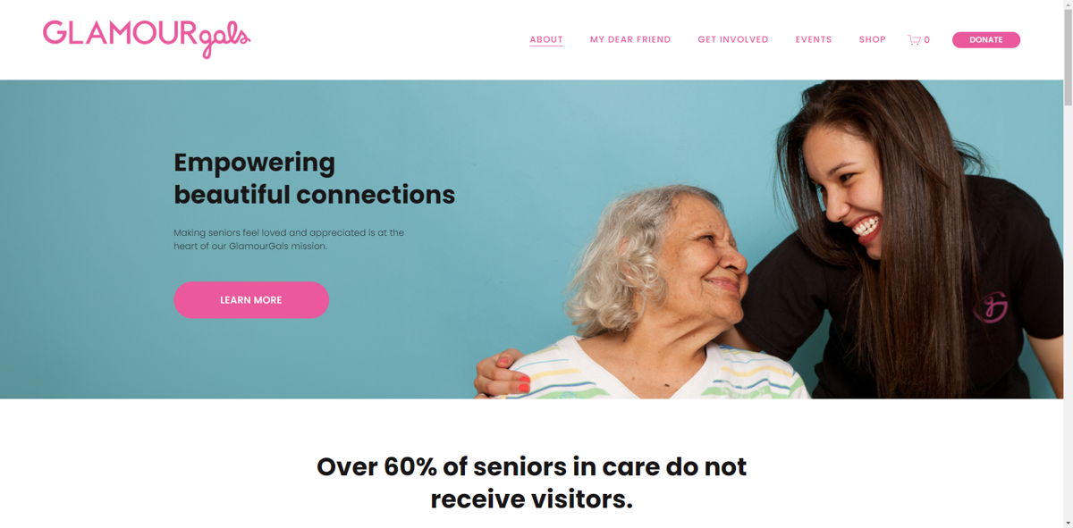 Screenshot of GlamourGals Foundation, from the nonprofit & charity websites collection.