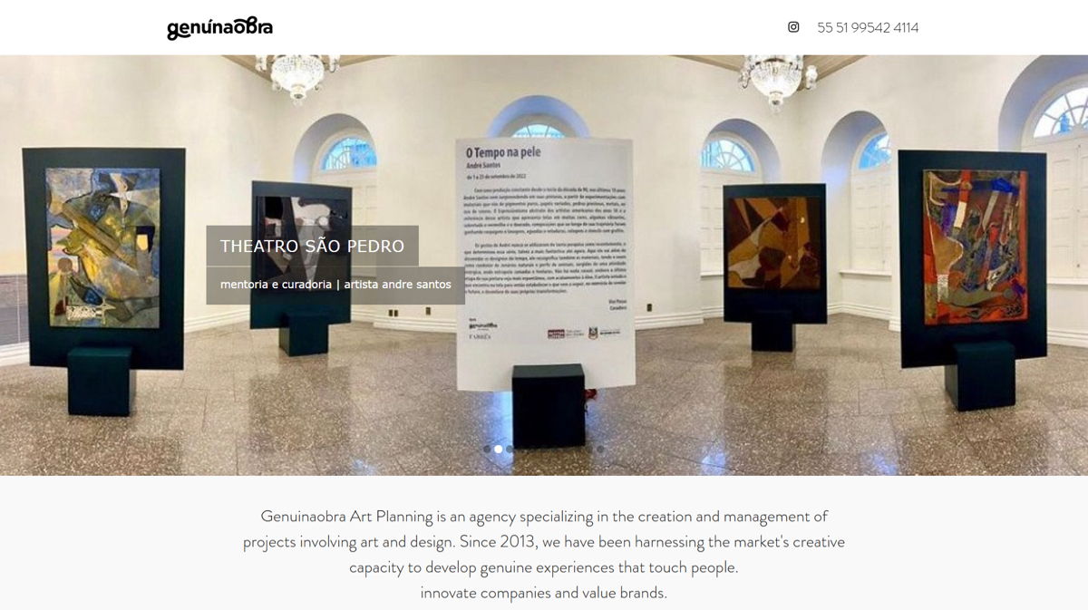 Screenshot of Genuinaobra , from the wix artist website examples collection.