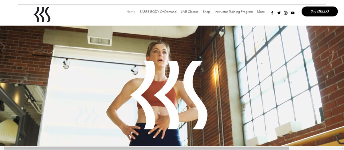 Screenshot of Barre Body Studio, from the fitness websites collection.