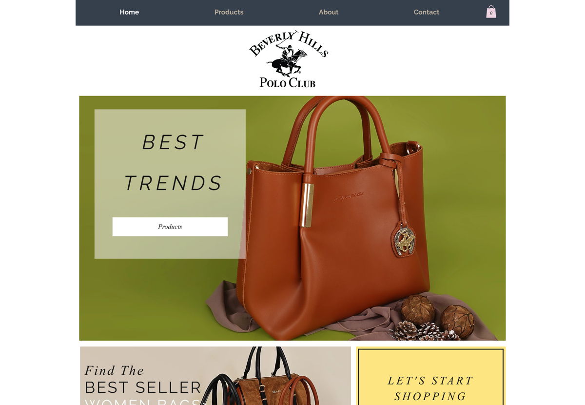 Screenshot of Beverly Hills Polo Club, from the wix websites collection.