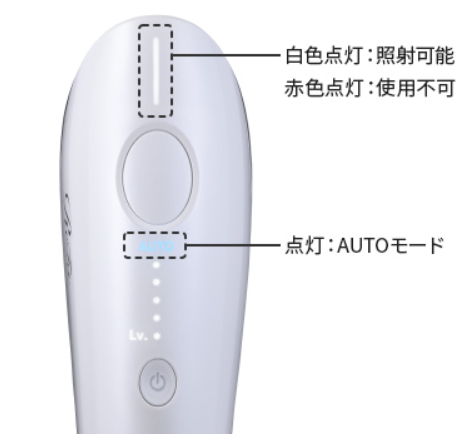 自分の肌に合わせて照射レベルを調整