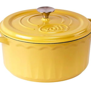 6 QT Enameled Dutch Oven Pot with Lid-Dual Handles-Oven Safe up to 500° F or on Stovetop Use to Marinate, Cook, Bake, Refrigerate and Serve-Yellow Dutch Oven