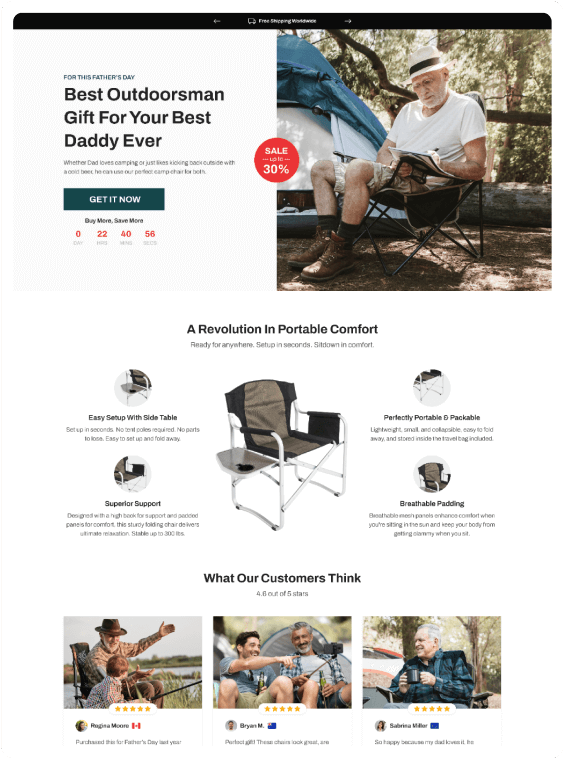 Father’s Day Landing Page - Camping Chair