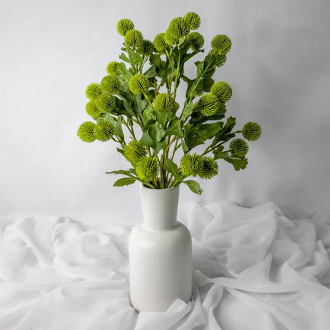 Green Pom Pom Spray - Realistic Artificial Flowers and Greenery - Image 2