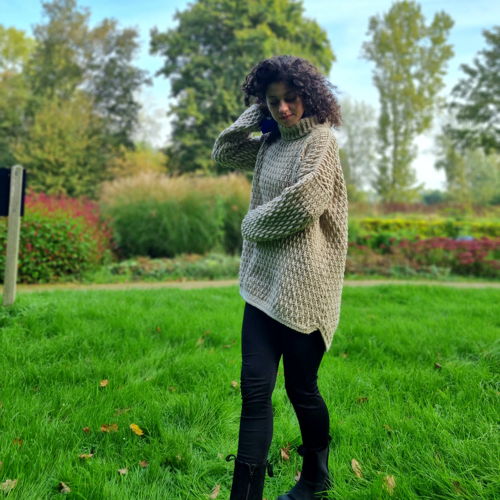 Coaty Sweater. Trendy Alpine Stitch Crochet Sweater Pattern | Cozy Textured Design