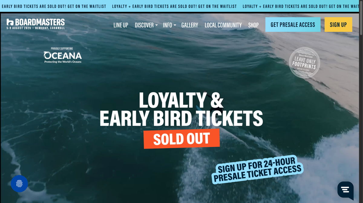 Screenshot of Boardmasters, from the event websites collection.