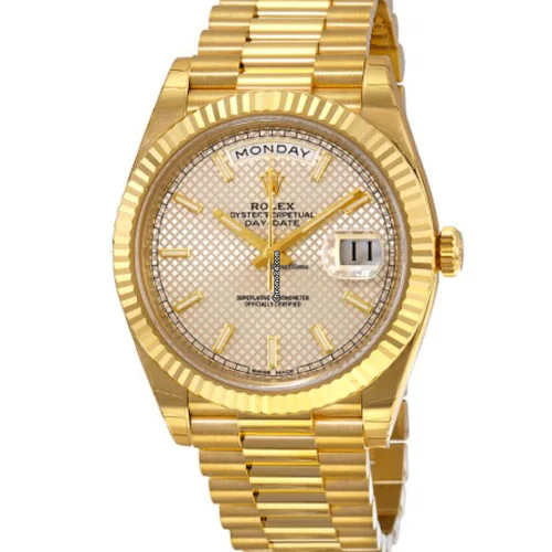 Rolex Day-Date 40 Silver Diagonal Motif Index Dial
