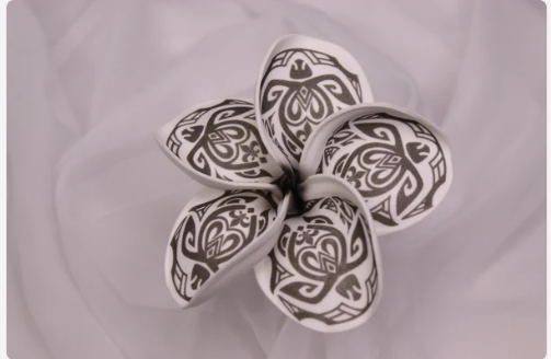 Black & White Turtle Frangipani Real Touch (6 Pack) - Realistic Artifical Flowers