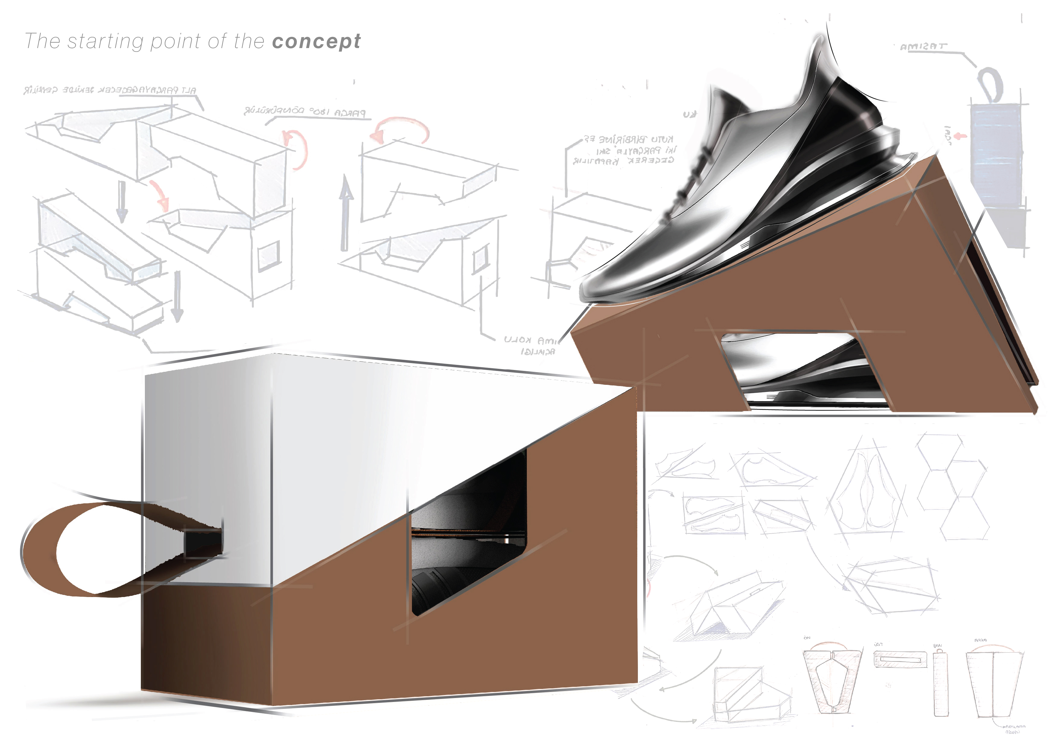 Changes box. Standbox. Shoe Box Dieline. Creative Cardboard Packaging Design. Winebox gofro.