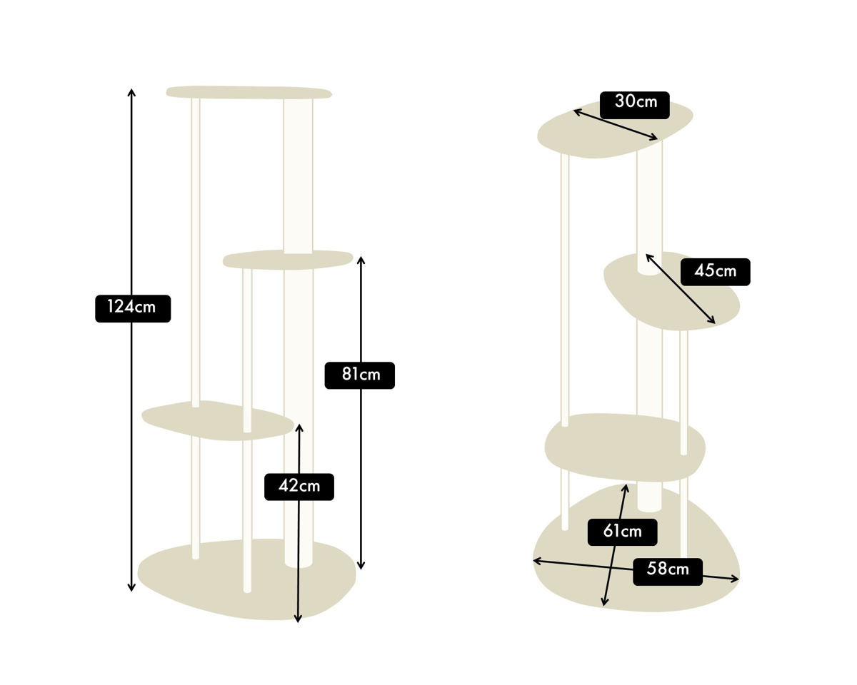 KARIMOKU CAT TREE の寸法図