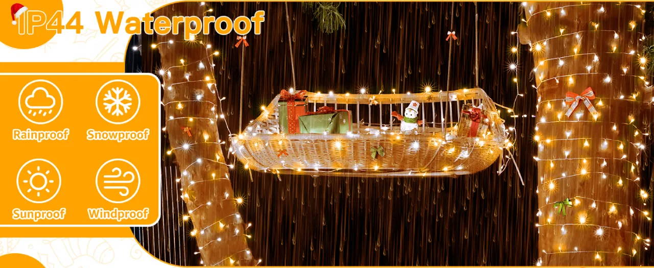 Features of Ollny's 400 leds clear cable multicolor Christmas lights