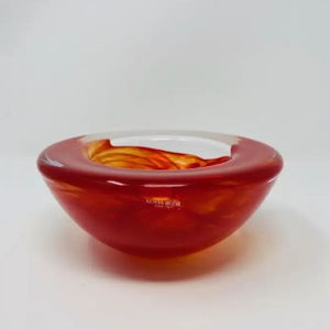 Kosta Boda Orange Art Glass Bowl by Anna Ehrner