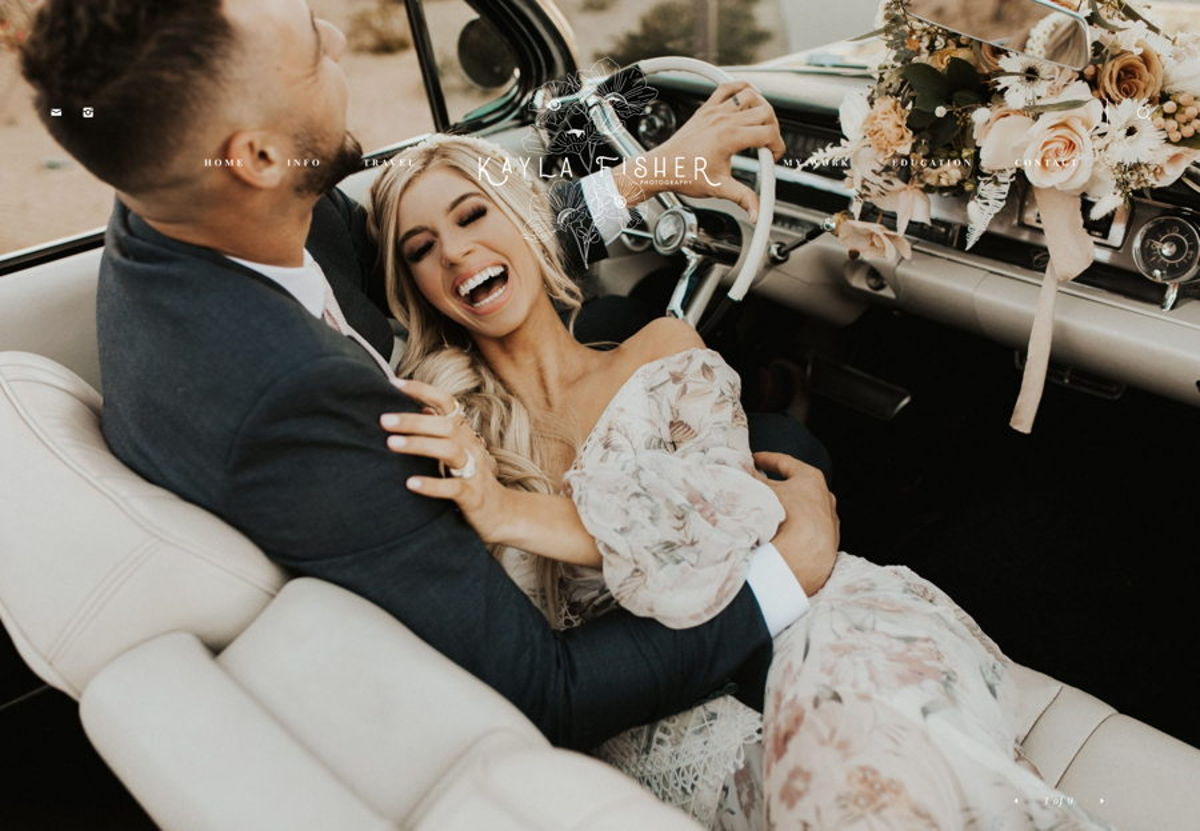 Screenshot of Kayla Fisher Photography, from the wedding photography websites collection.
