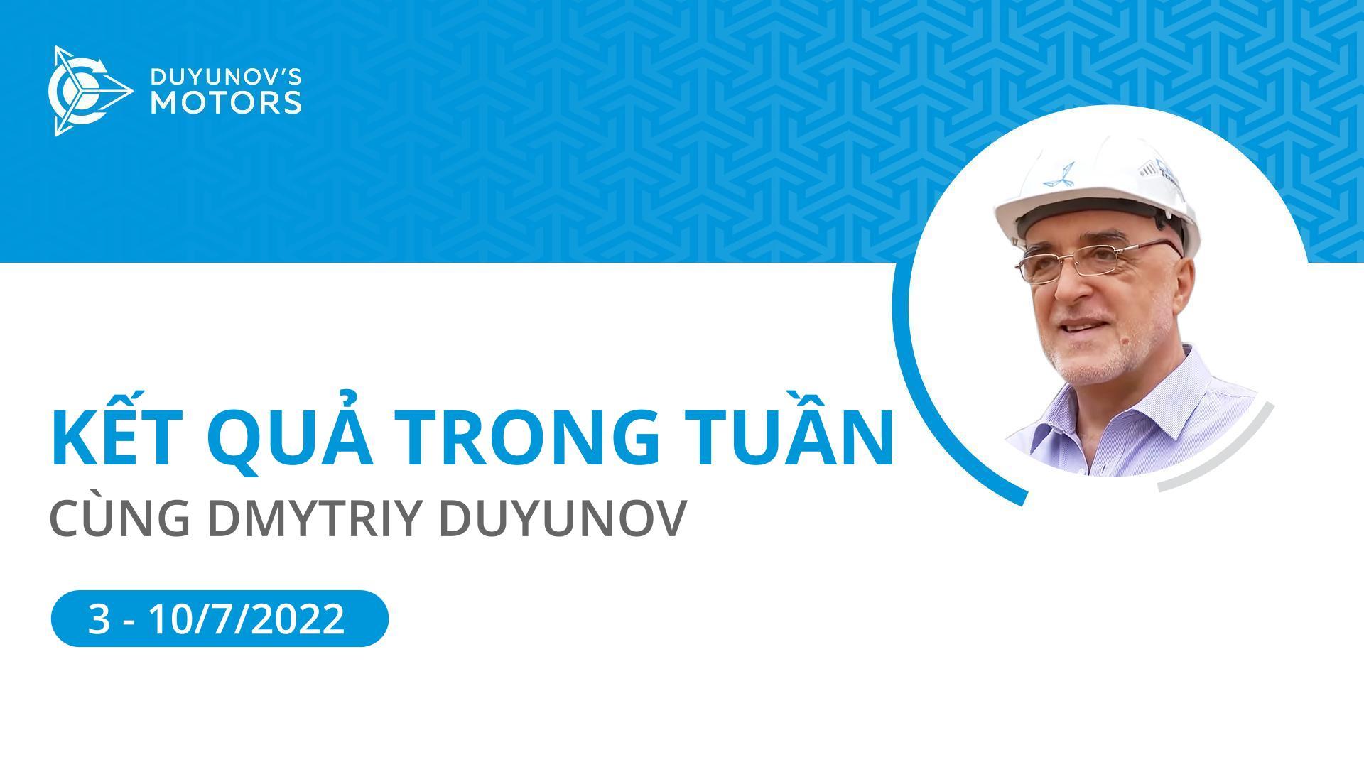 Kết quả trong tuần của dự án "Động cơ của Duyunov"