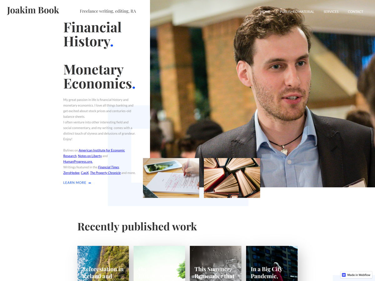 Screenshot of Joakim Book, from the writer websites collection.