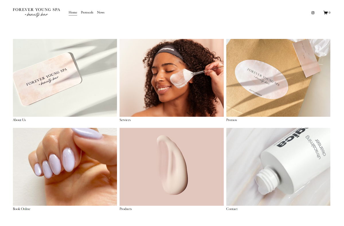 Screenshot of Forever Young Spa , from the white websites collection.