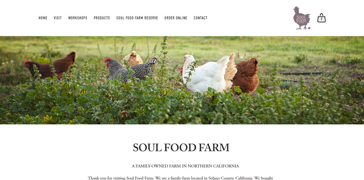 Screenshot of Soul Food Farm, from the farm websites collection.