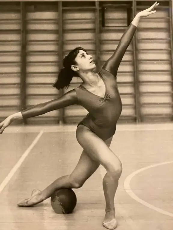 Photo of Olga during a gymnastics routine