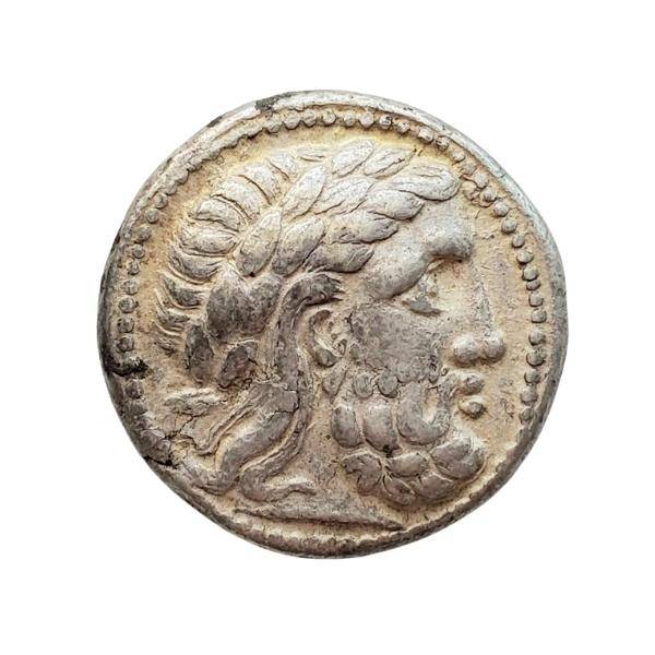 Ancient Celtic silver coin of Zeus