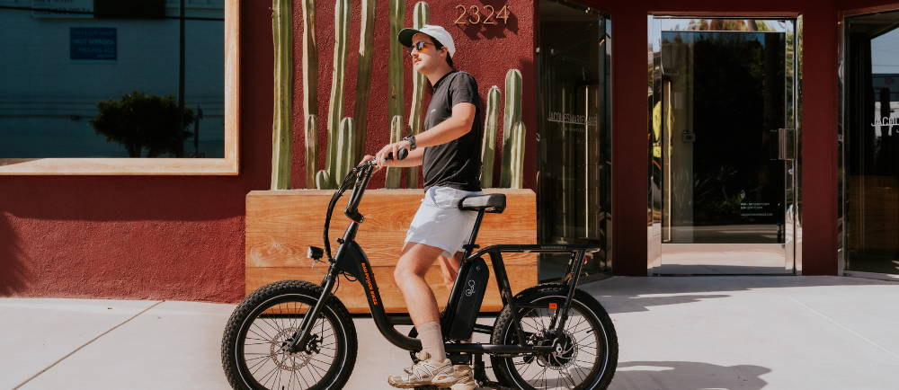 Rider on Rad Power Bikes RadRunner electric bike