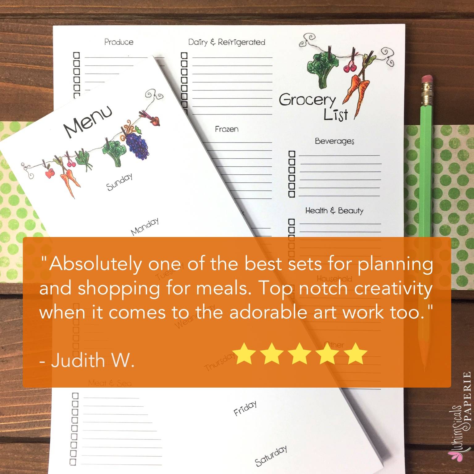 Grocery and Menu Planning Notepad Set